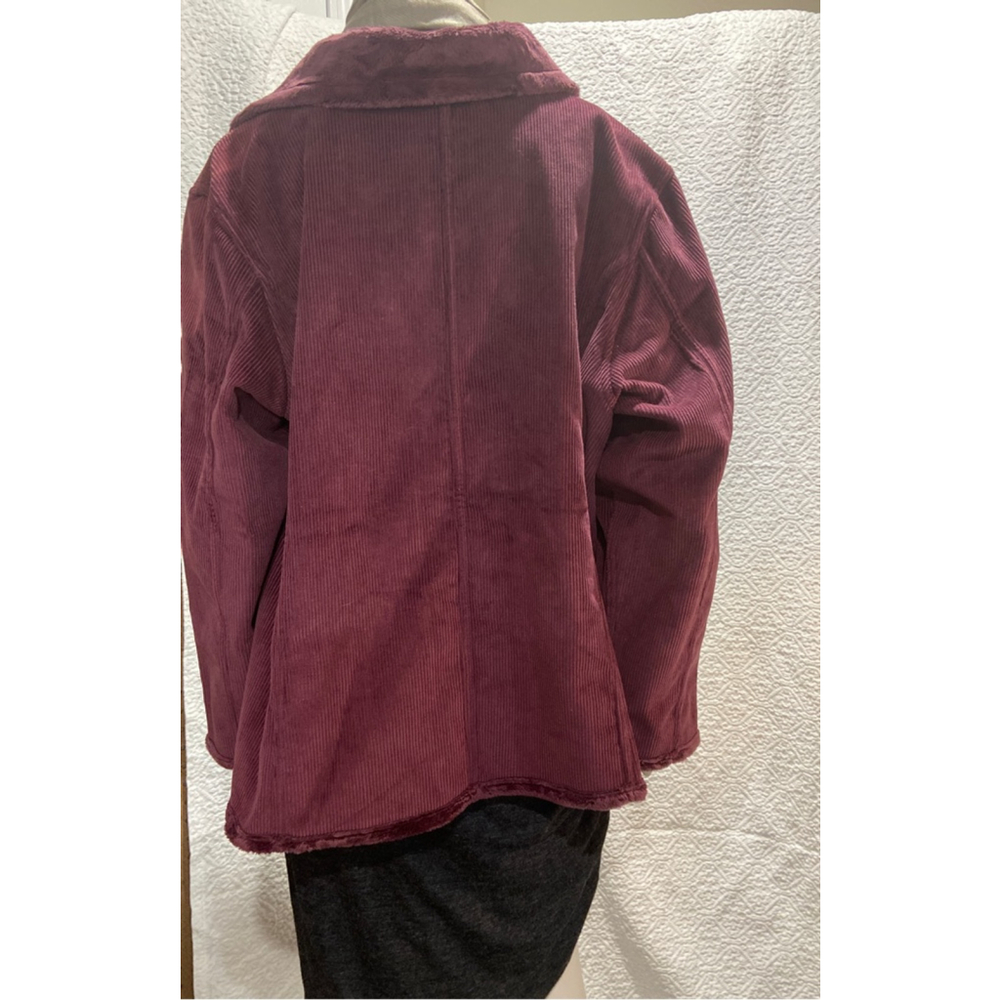 QVC NWOT Reversible‎ Corduroy Fleece Jacket Button Down jacket S XL purple - Picture 5 of 9